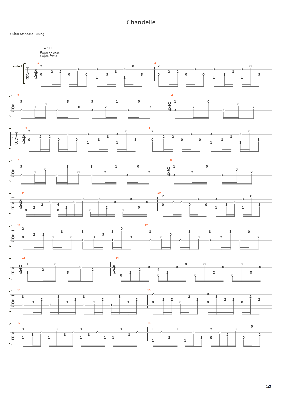 Chandelle吉他谱