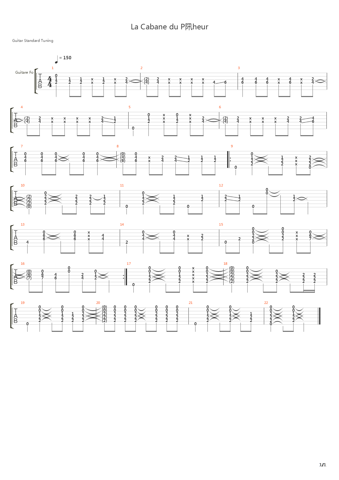 La Cabane Du Pcheur吉他谱