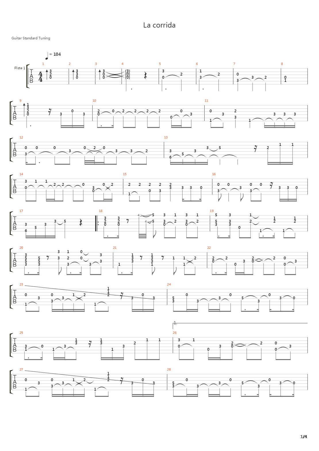 La Corrida吉他谱