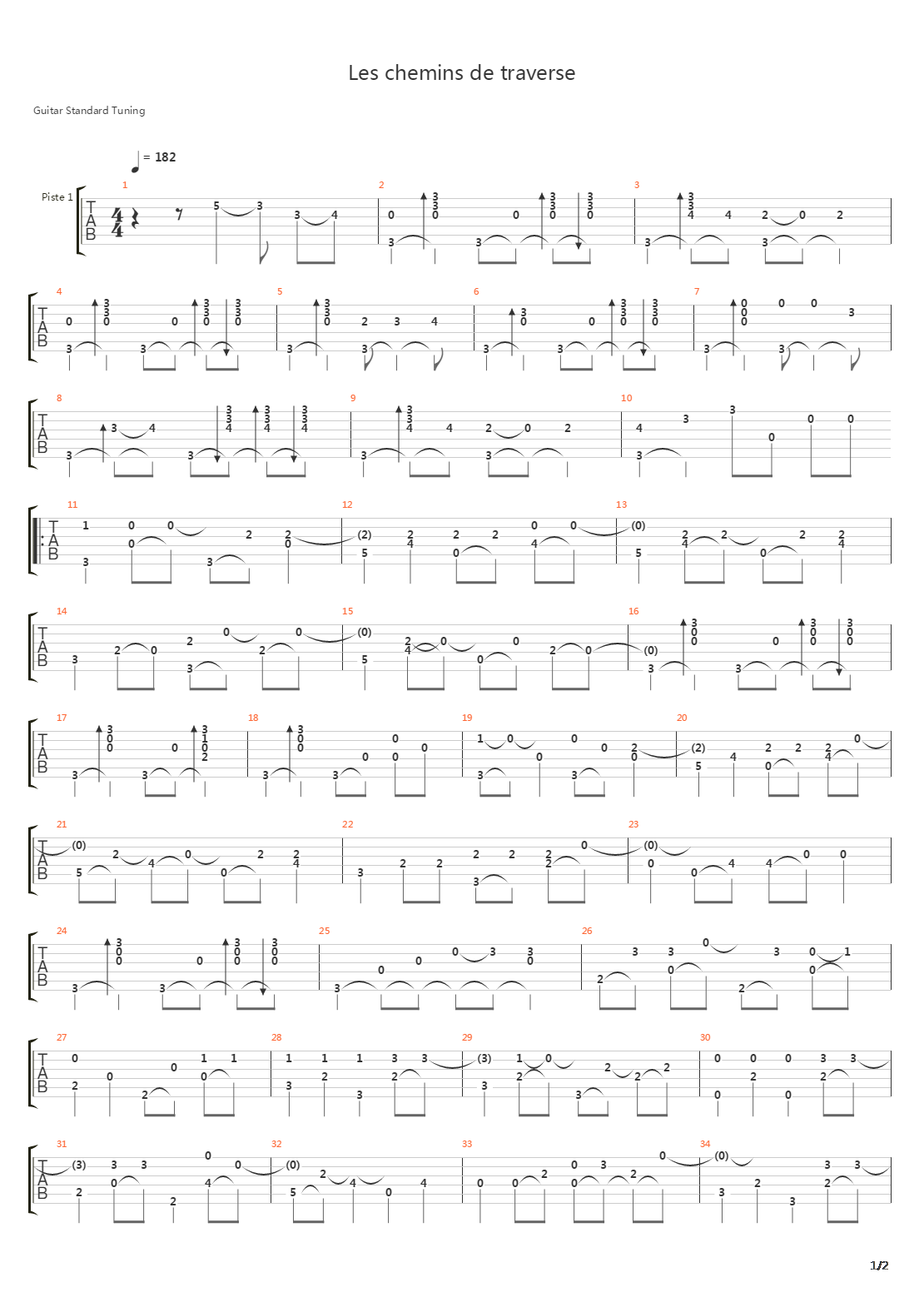 Les Chemins De Traverse吉他谱