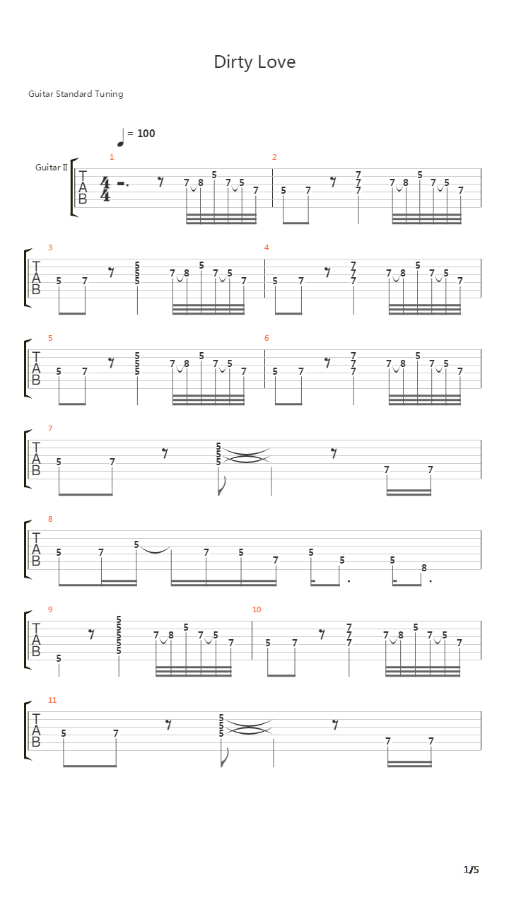 Dirty Love吉他谱