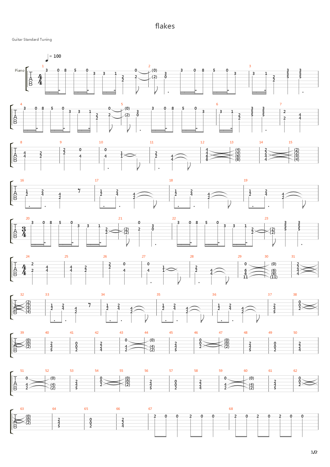 Flakes吉他谱