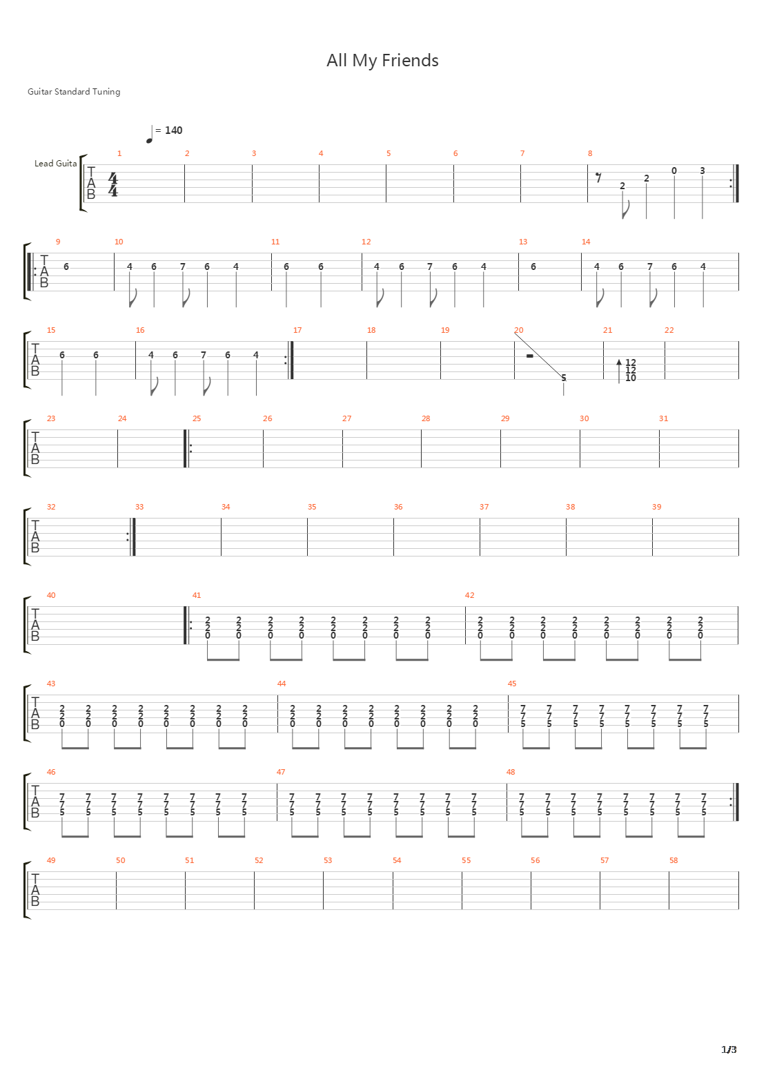 All My Friends吉他谱