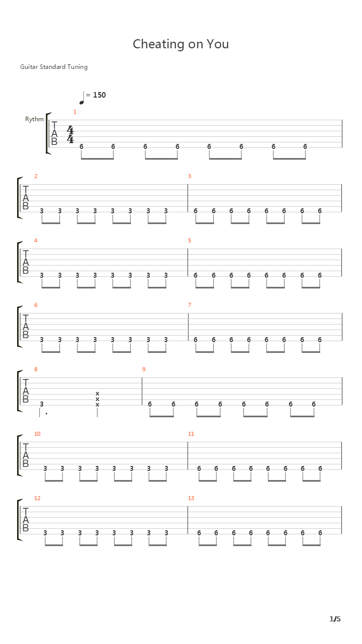 Cheating On You吉他谱