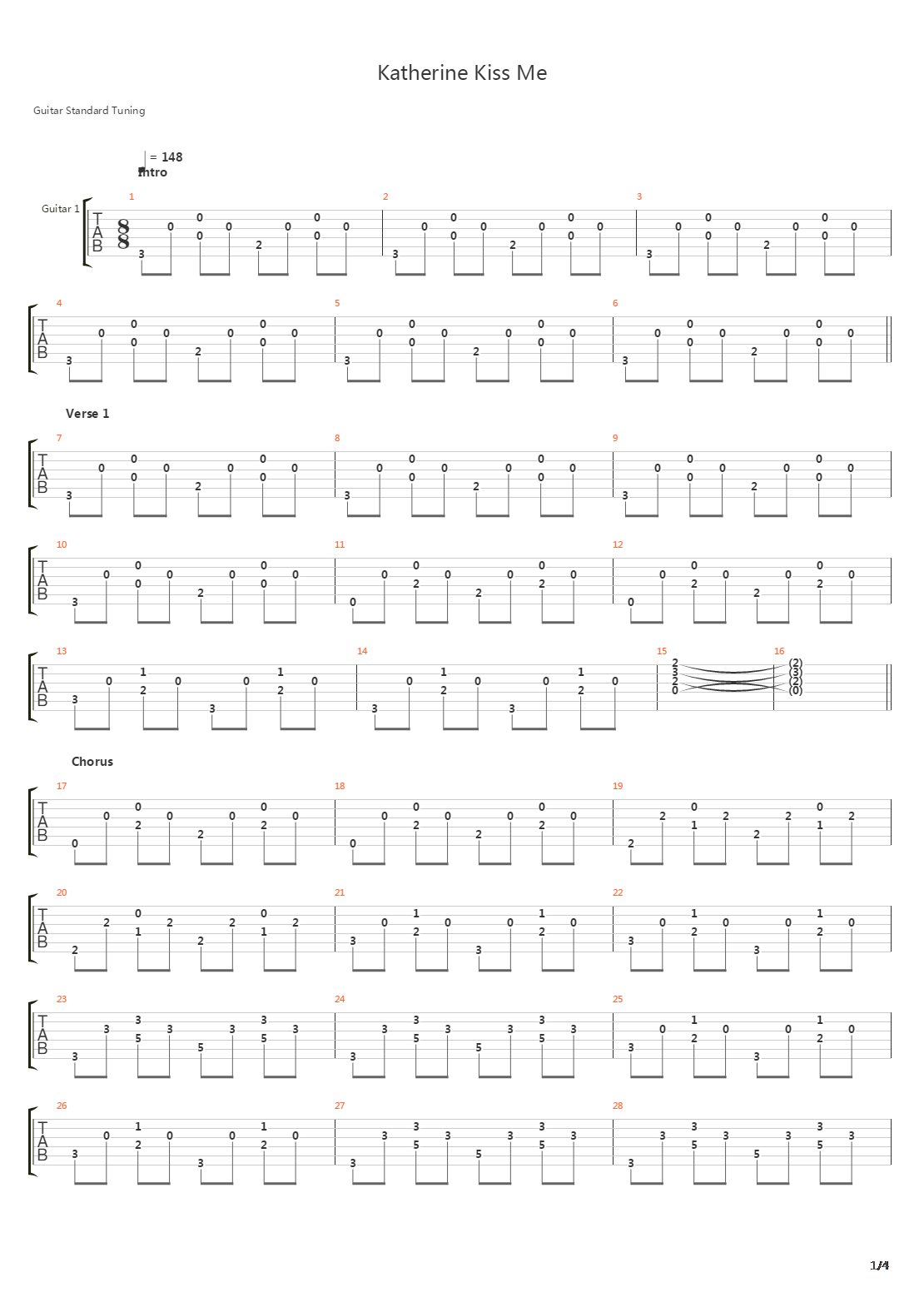 Katherine Kiss Me吉他谱