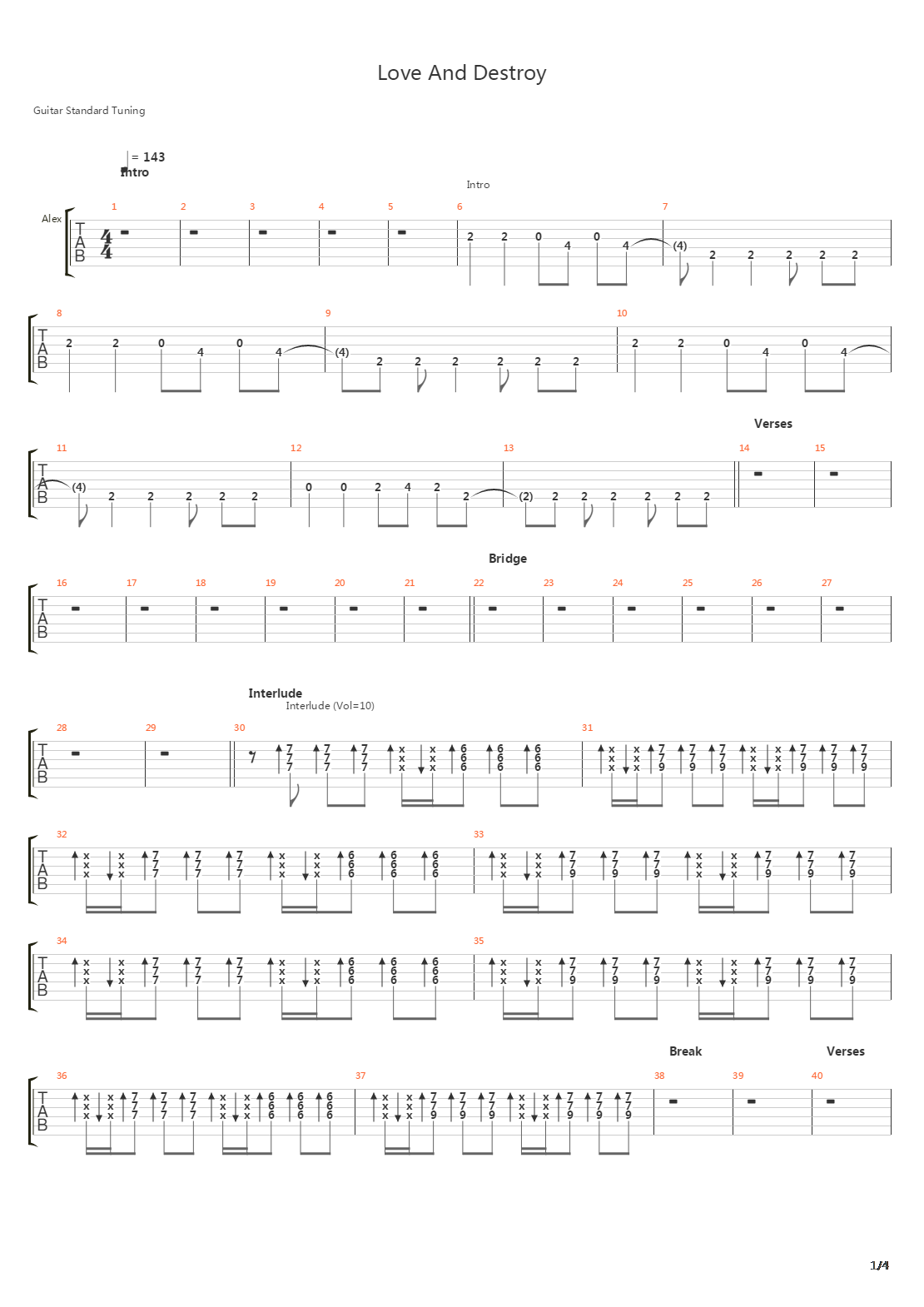 Love And Destroy吉他谱
