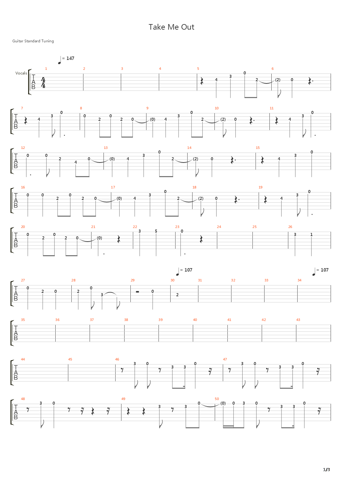 Take Me Out吉他谱