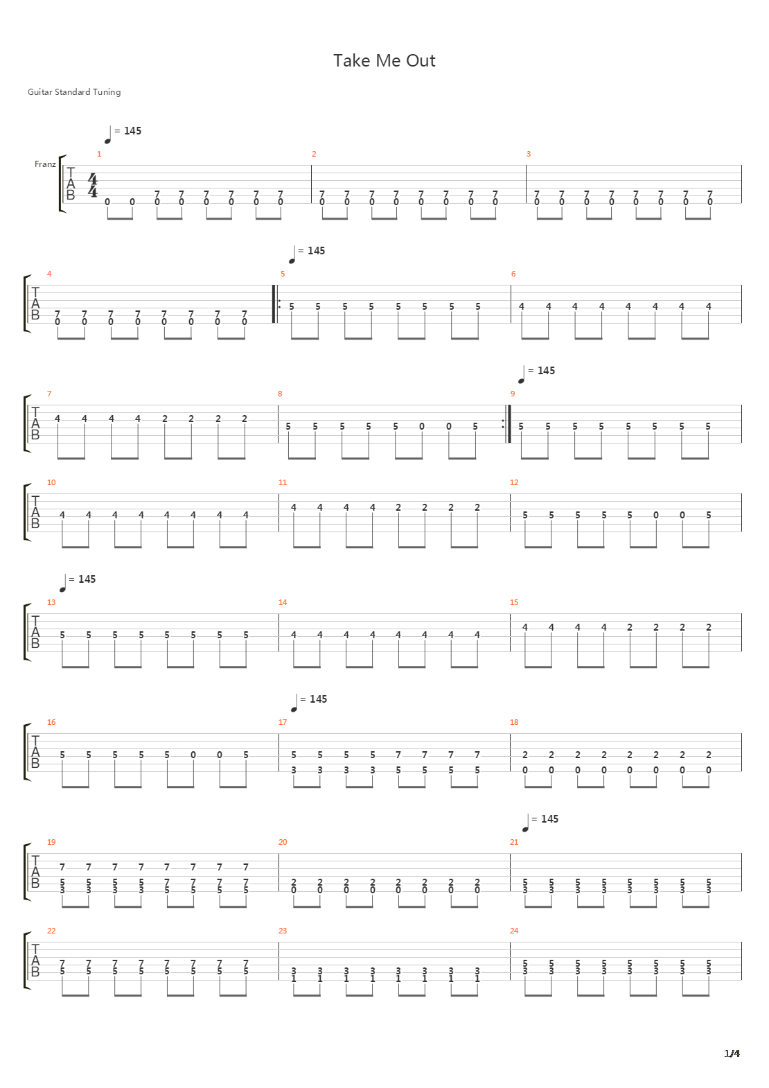 Take Me Out吉他谱