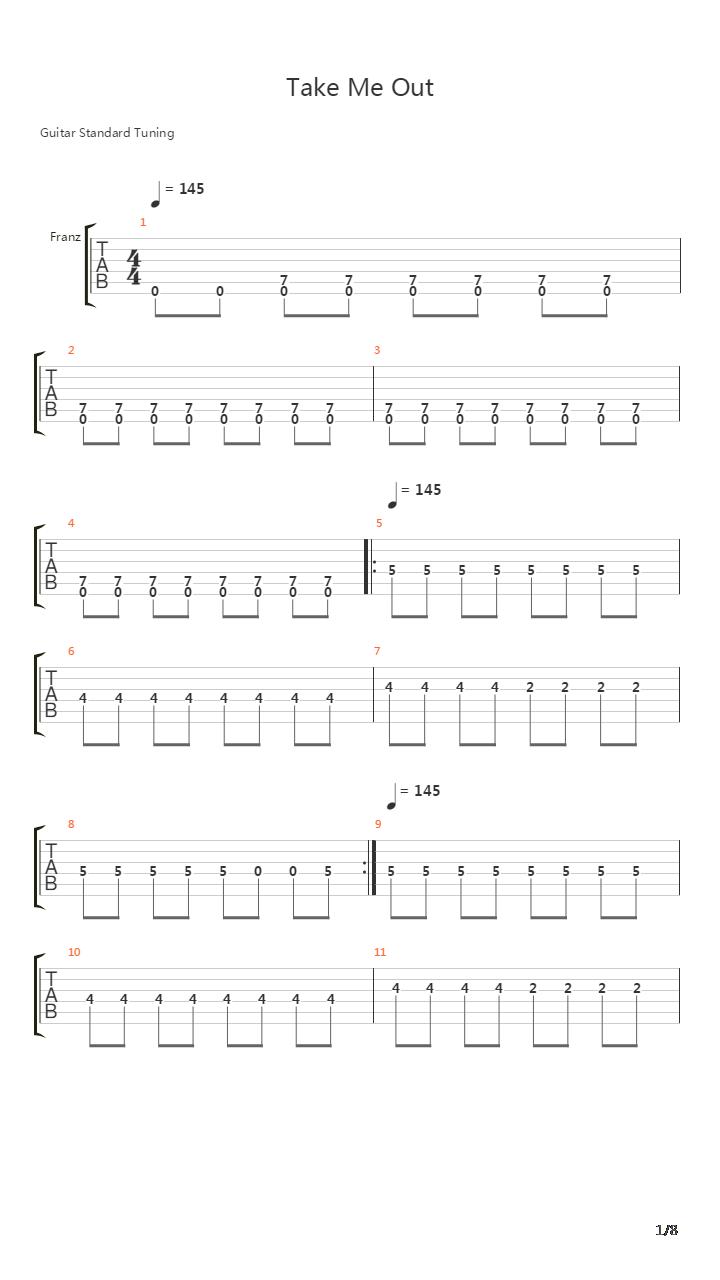 Take Me Out吉他谱