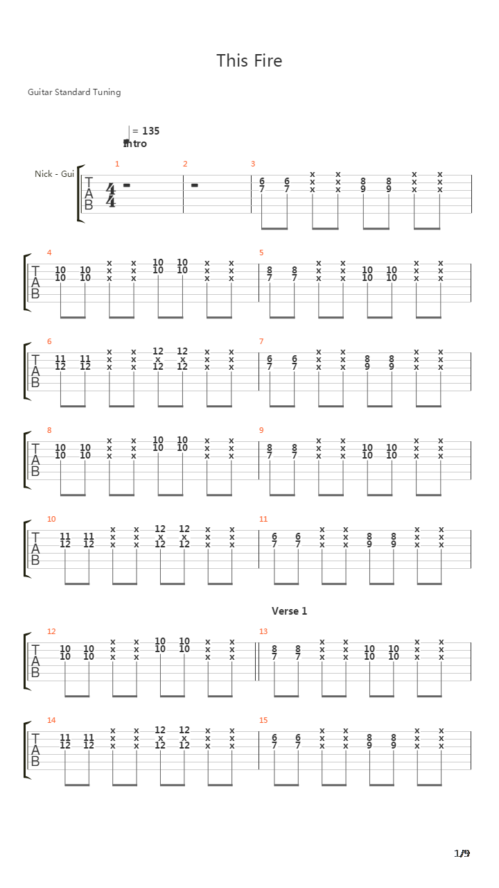 This Fire吉他谱