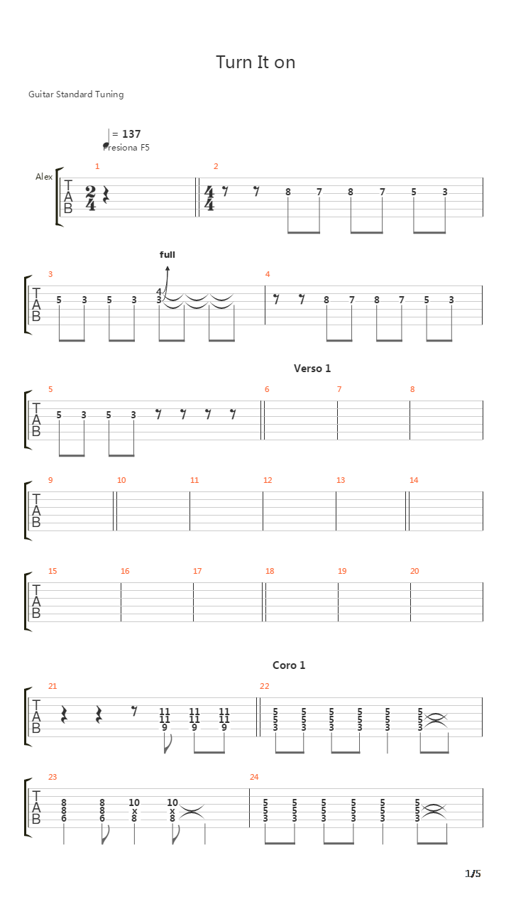 Turn It On吉他谱