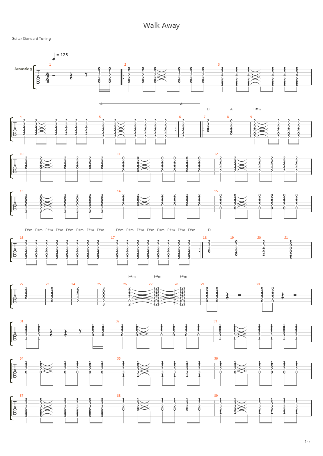 Walk Away吉他谱