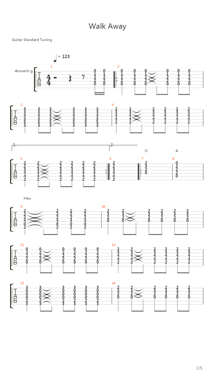 Walk Away吉他谱