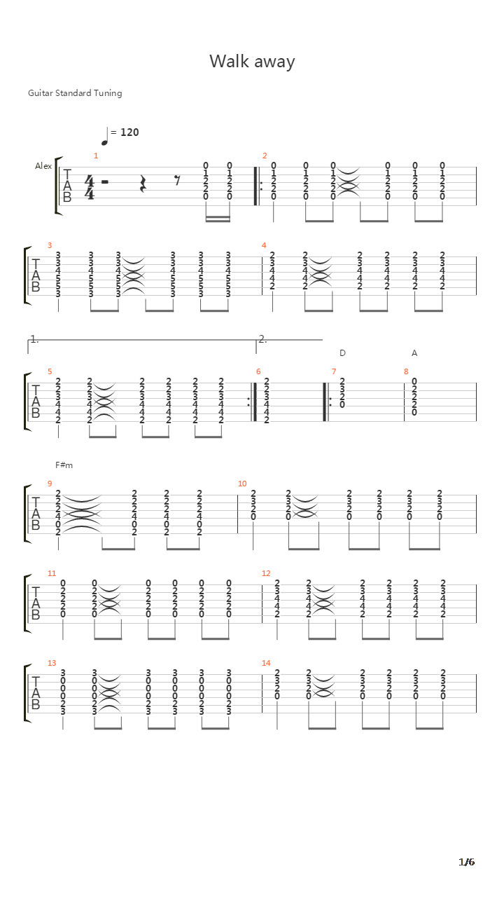 Walk Away吉他谱