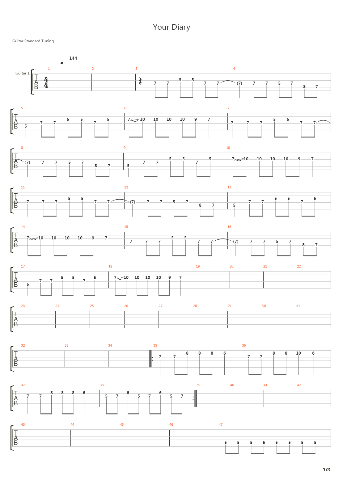 Your Diary吉他谱