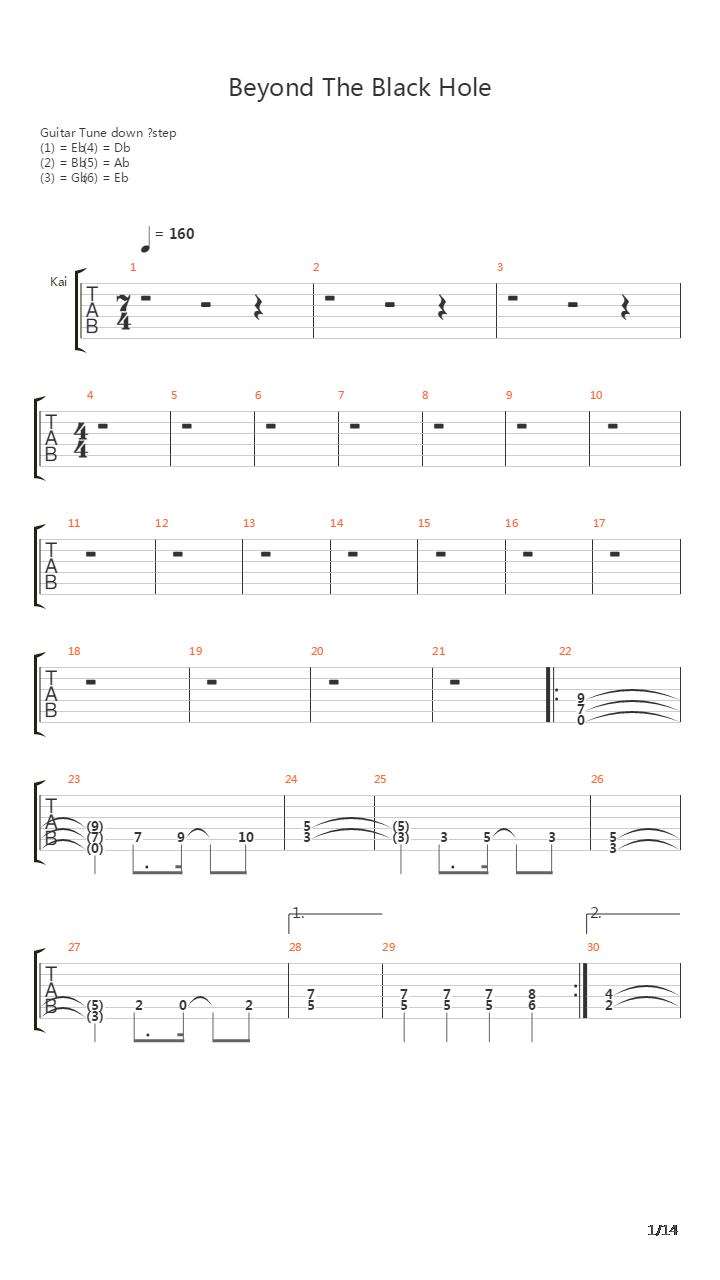 Beyond The Black Hole吉他谱
