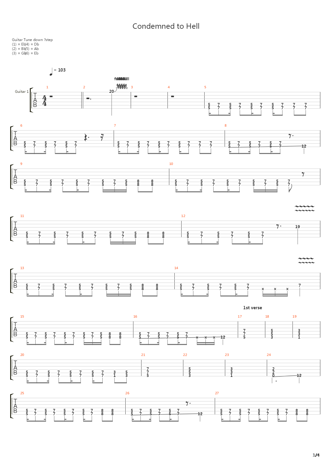 Condemned To Hell吉他谱