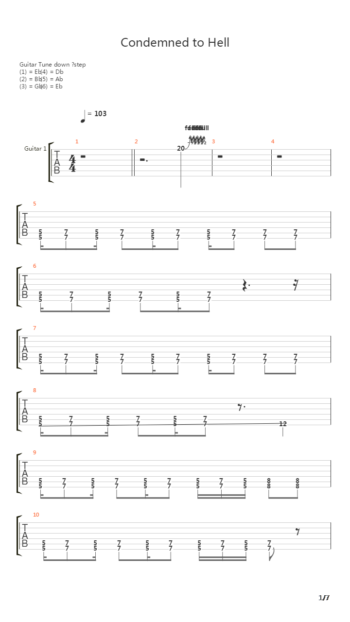Condemned To Hell吉他谱