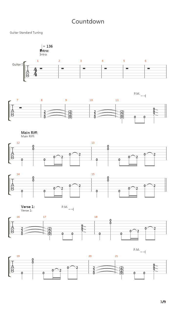 Countdown吉他谱