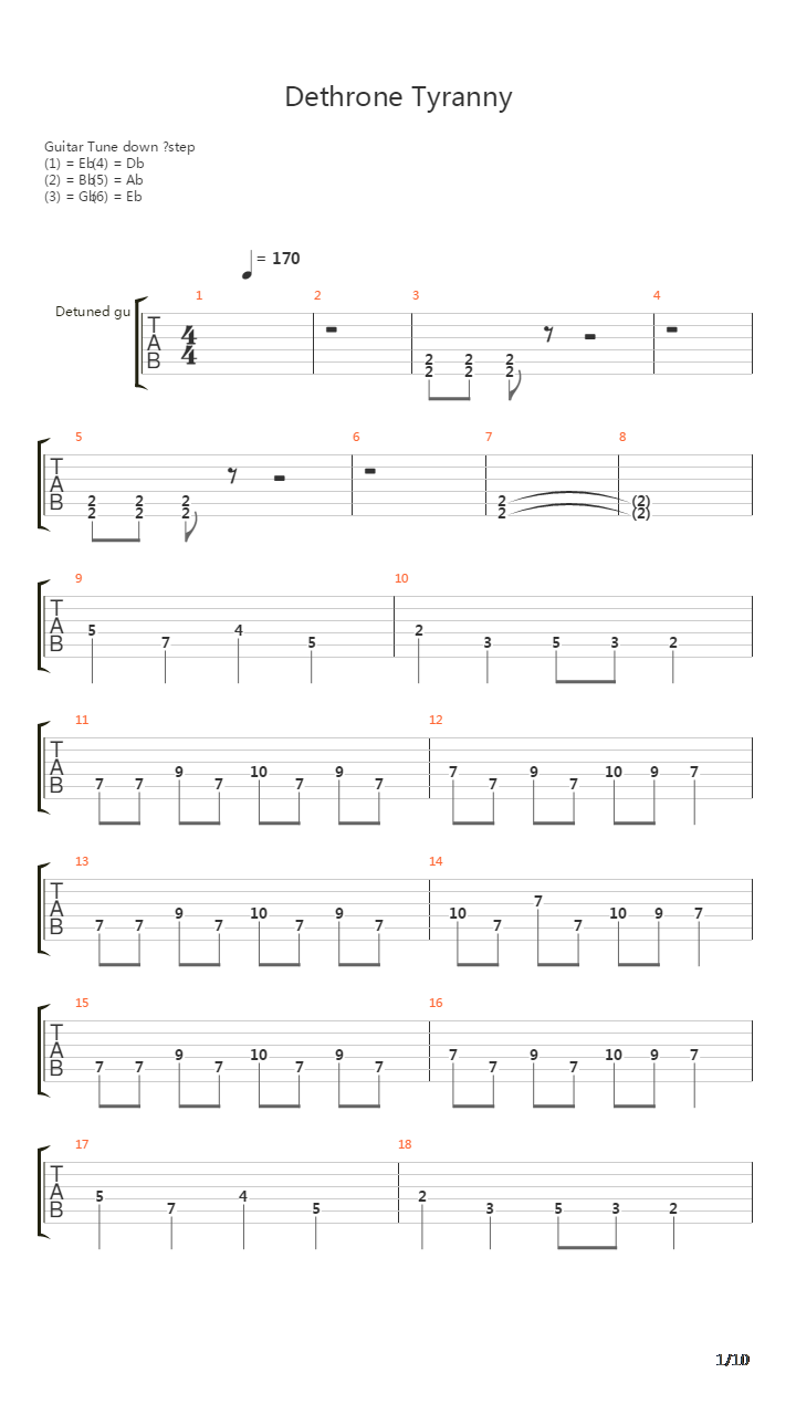 Dethrone Tyranny吉他谱