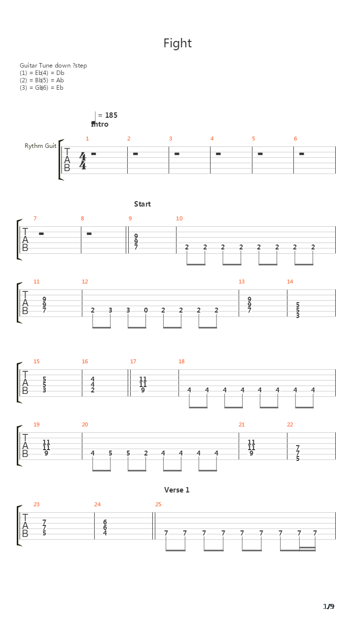 Fight吉他谱