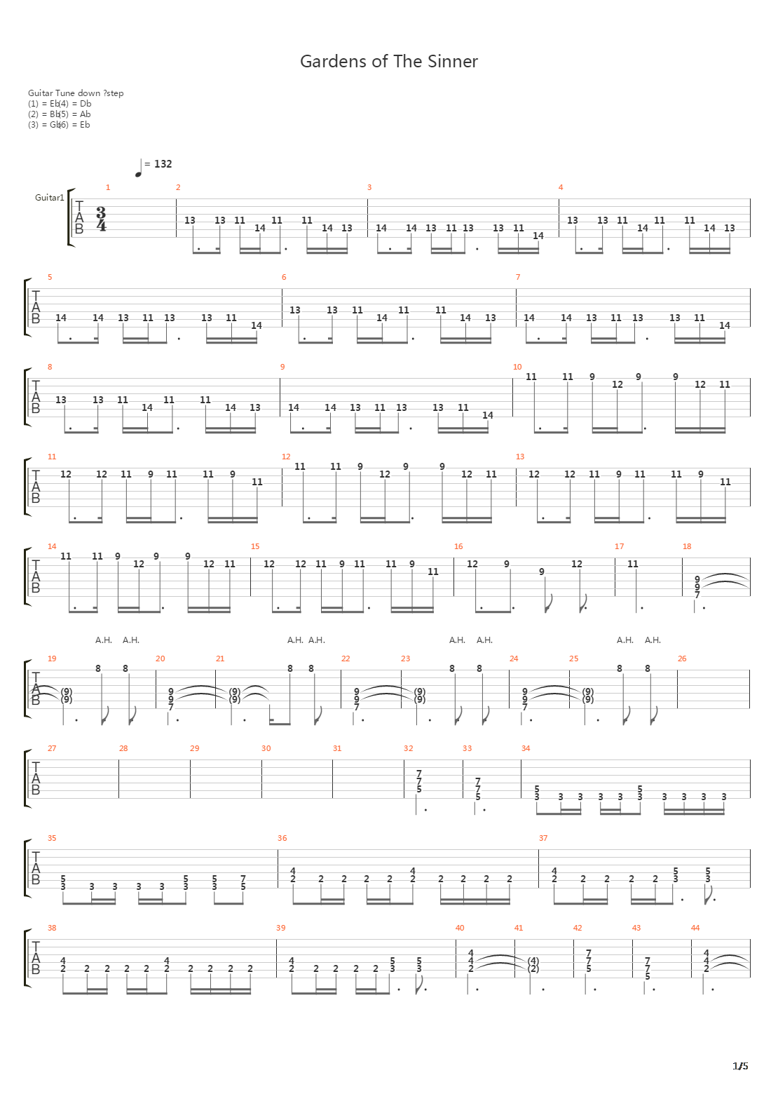 Gardens Of The Sinner吉他谱
