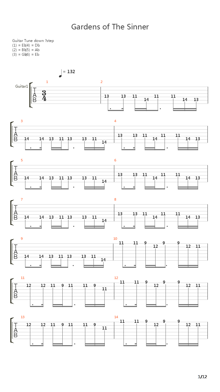 Gardens Of The Sinner吉他谱