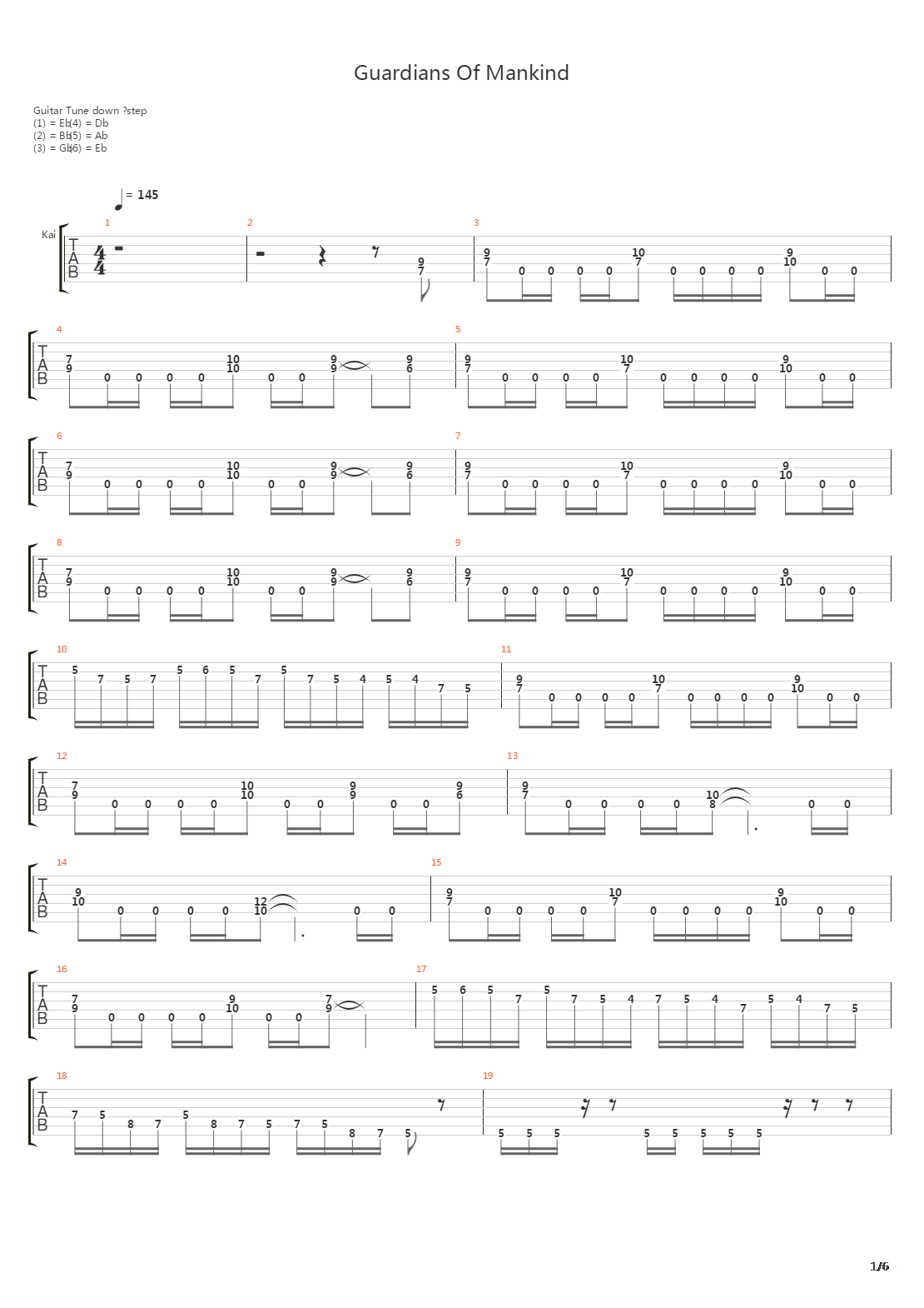 Guardians Of Mankind吉他谱