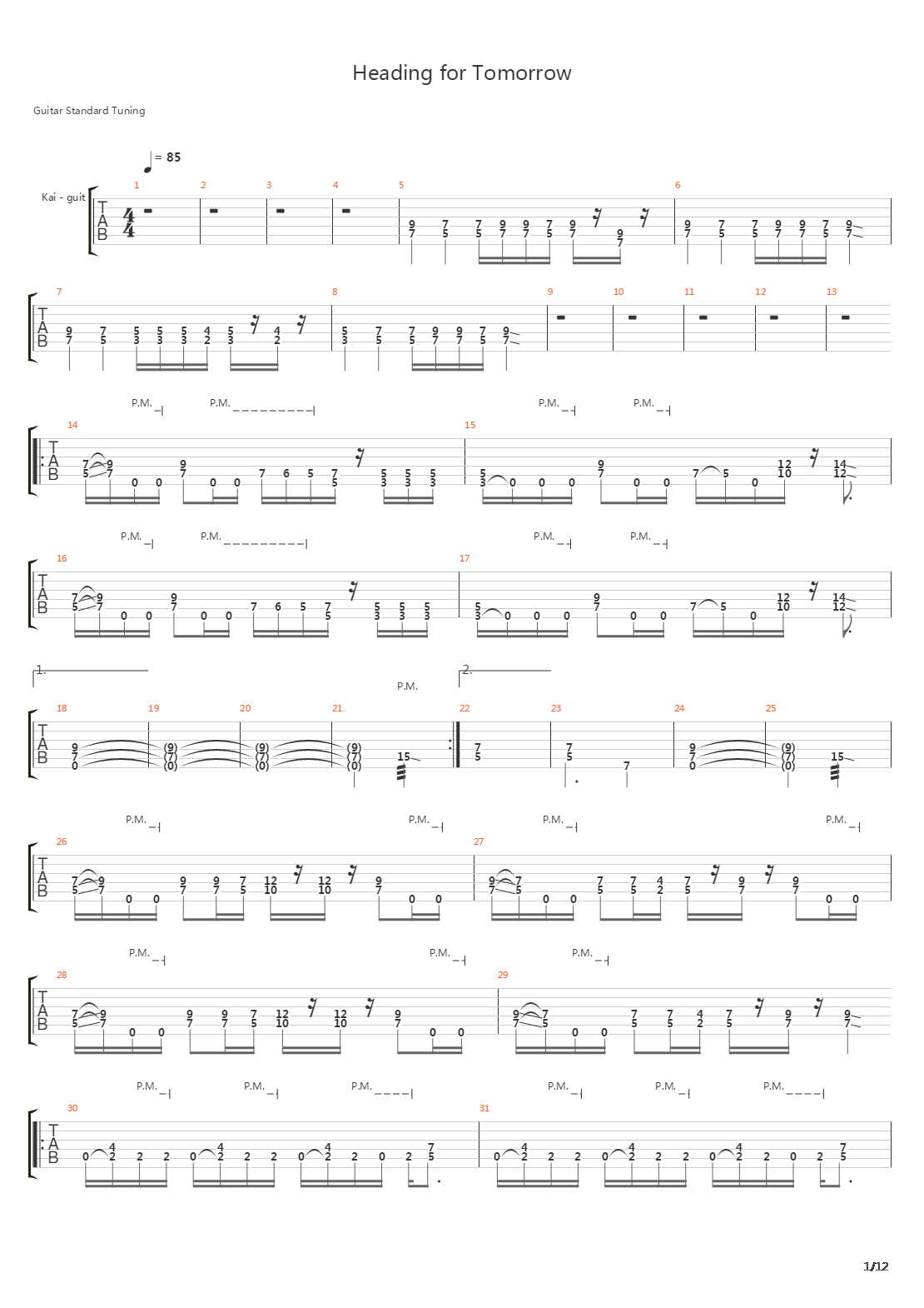 Heading For Tomorrow吉他谱