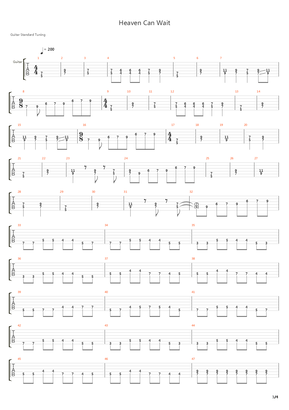 Heaven Can Wait吉他谱