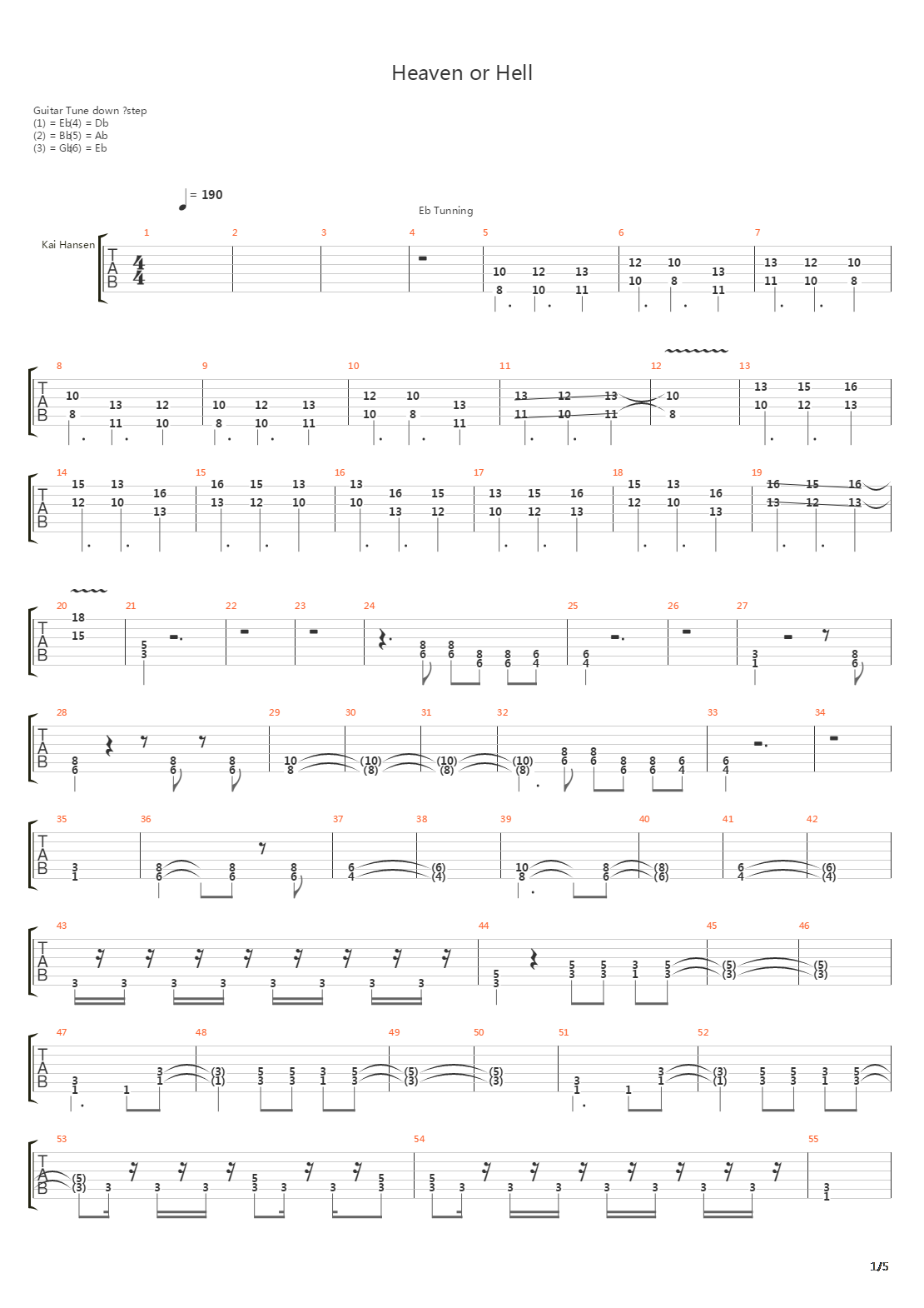 Heaven Or Hell吉他谱