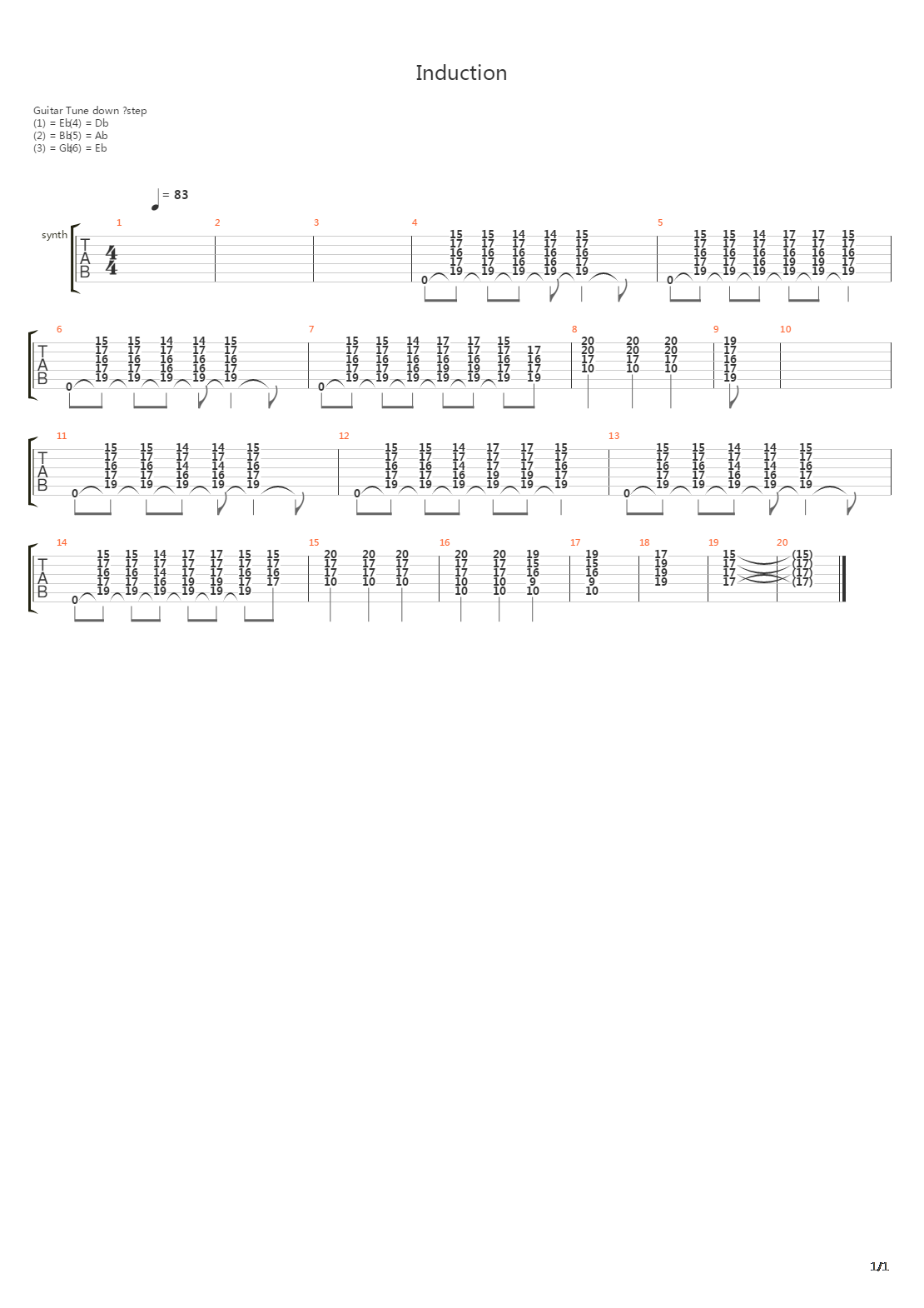 Induction吉他谱