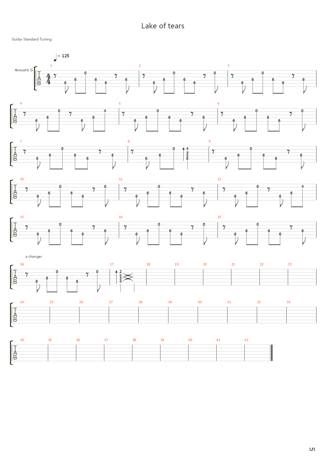 Lake Of Tears吉他谱