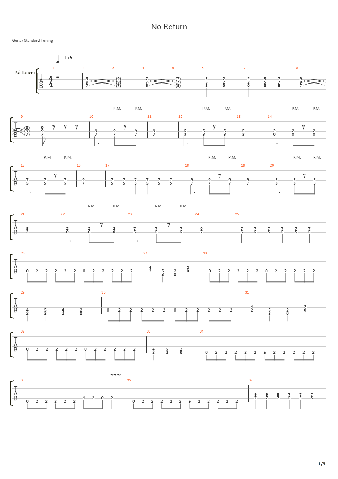 No Return吉他谱