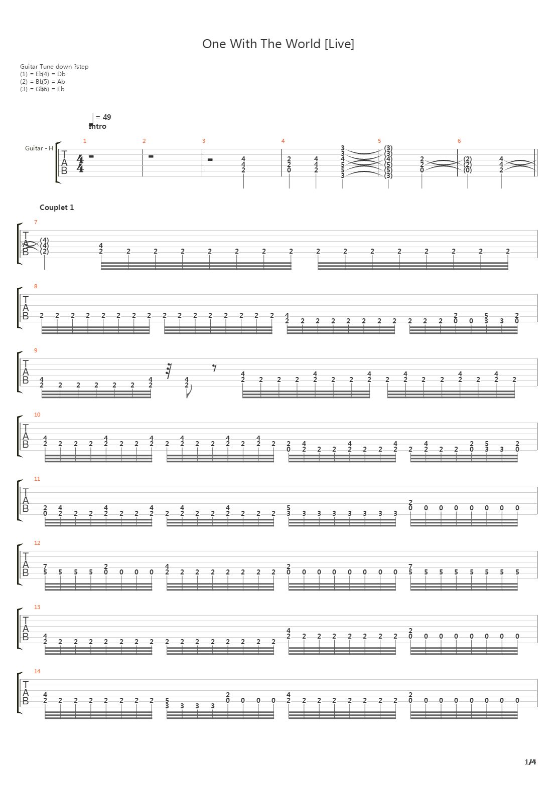 One With The World吉他谱