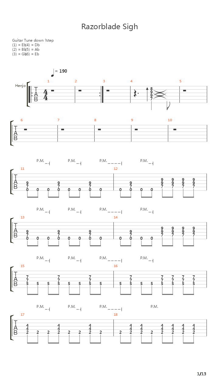 Razorblade Sigh吉他谱