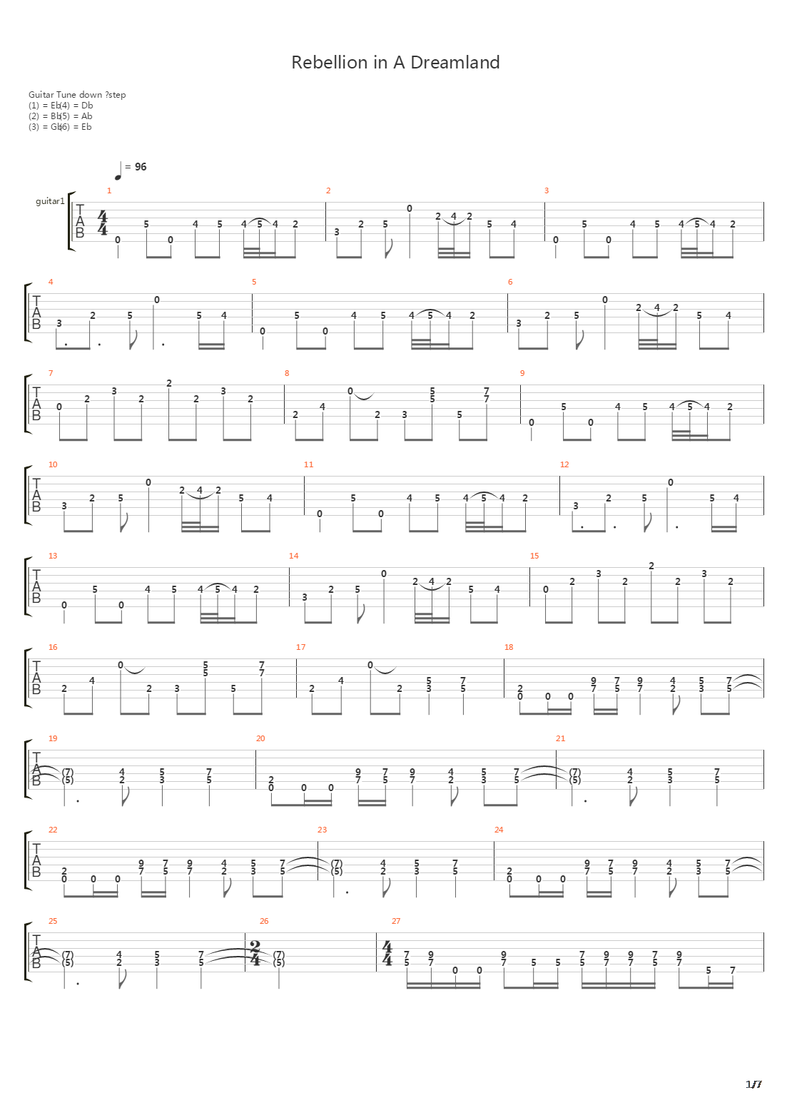 Rebellion In A Dreamland吉他谱