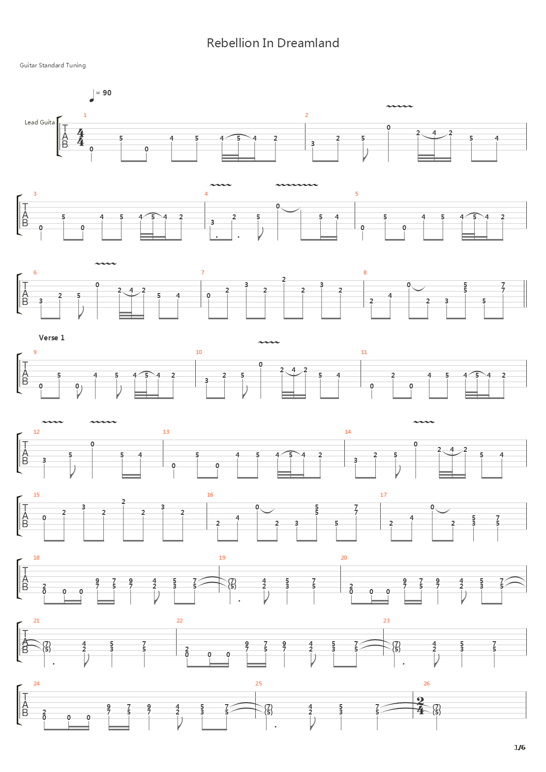 Rebellion In Dreamland吉他谱