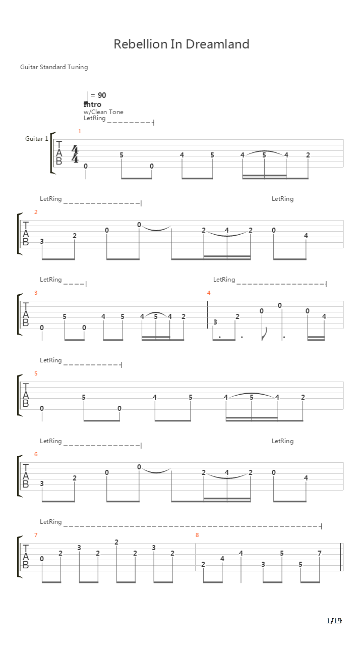 Rebellion In Dreamland吉他谱