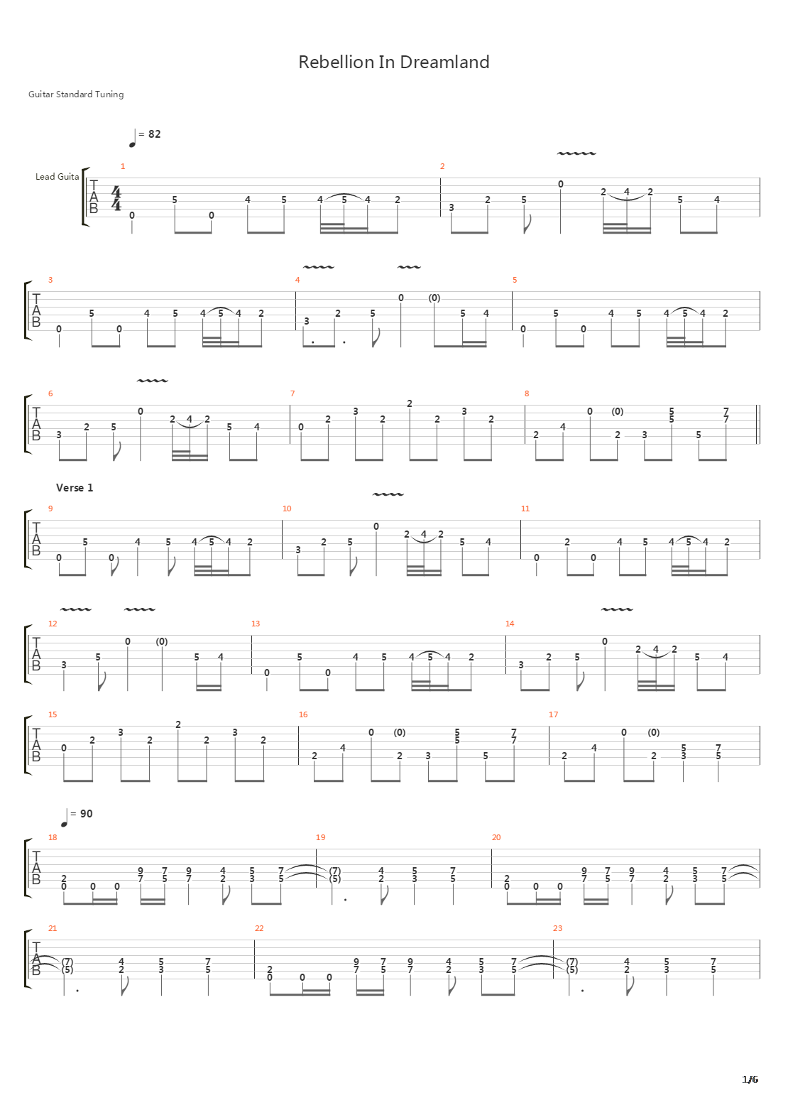 Rebellion In Dreamland吉他谱