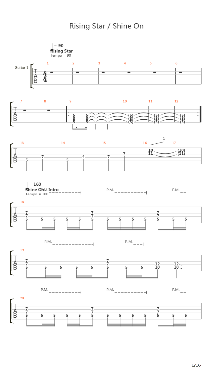 Rising Star Shine On吉他谱