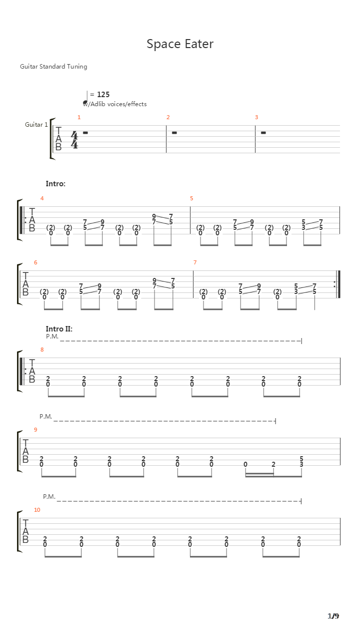 Space Eater吉他谱