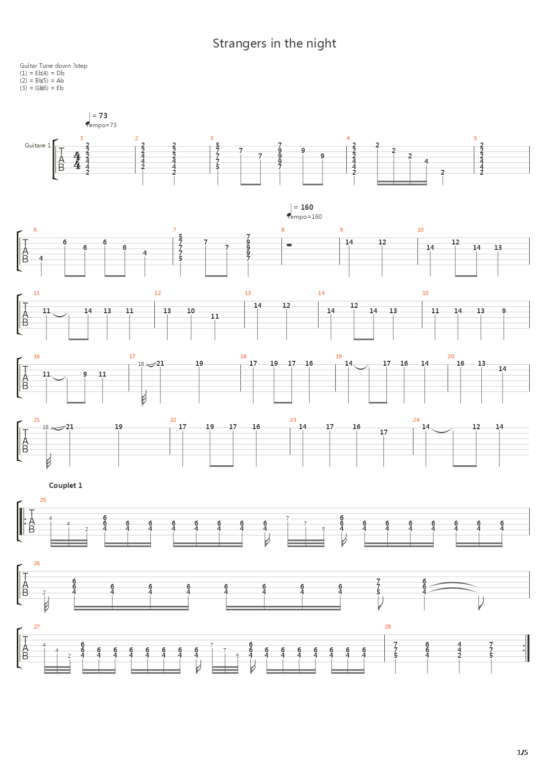 Strangers In The Night吉他谱