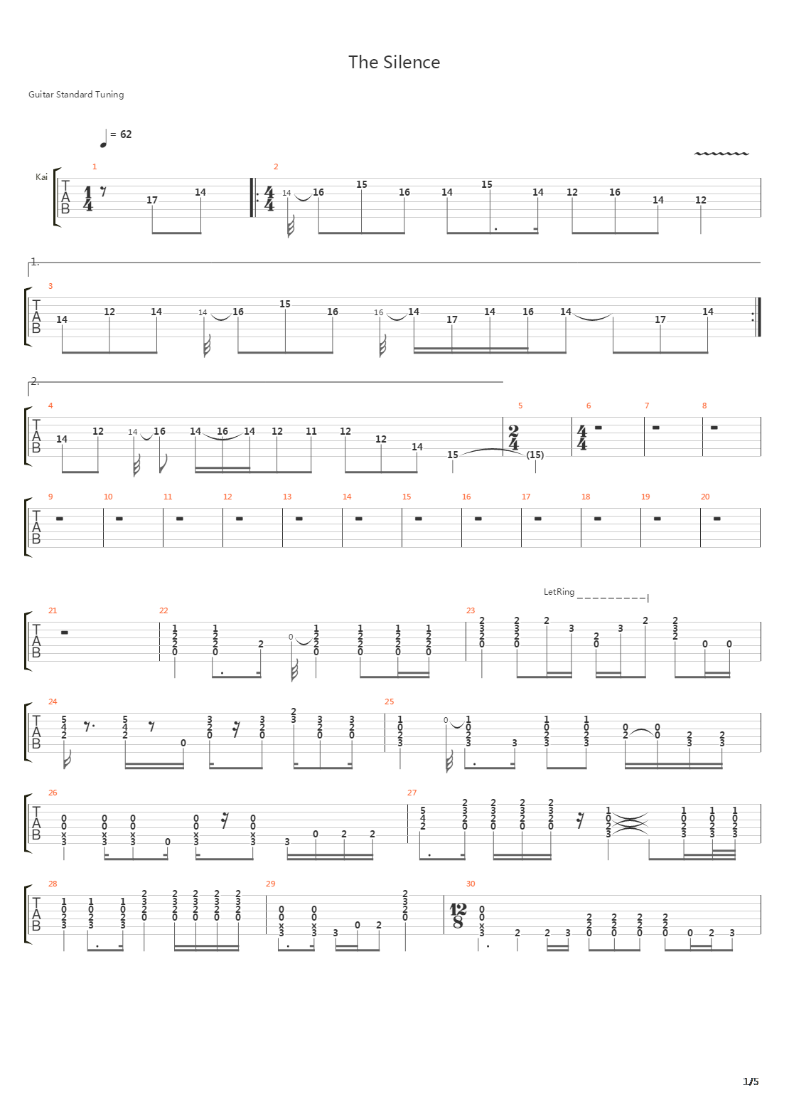 The Silence吉他谱