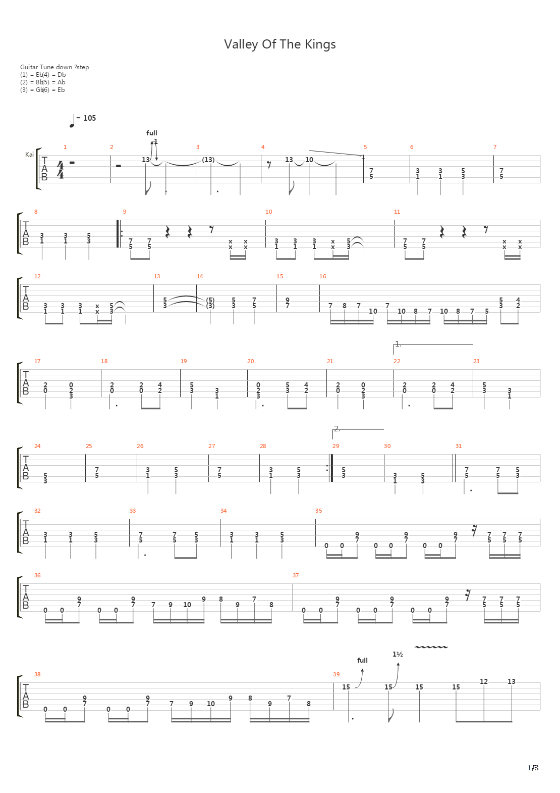 Valley Of The Kings吉他谱