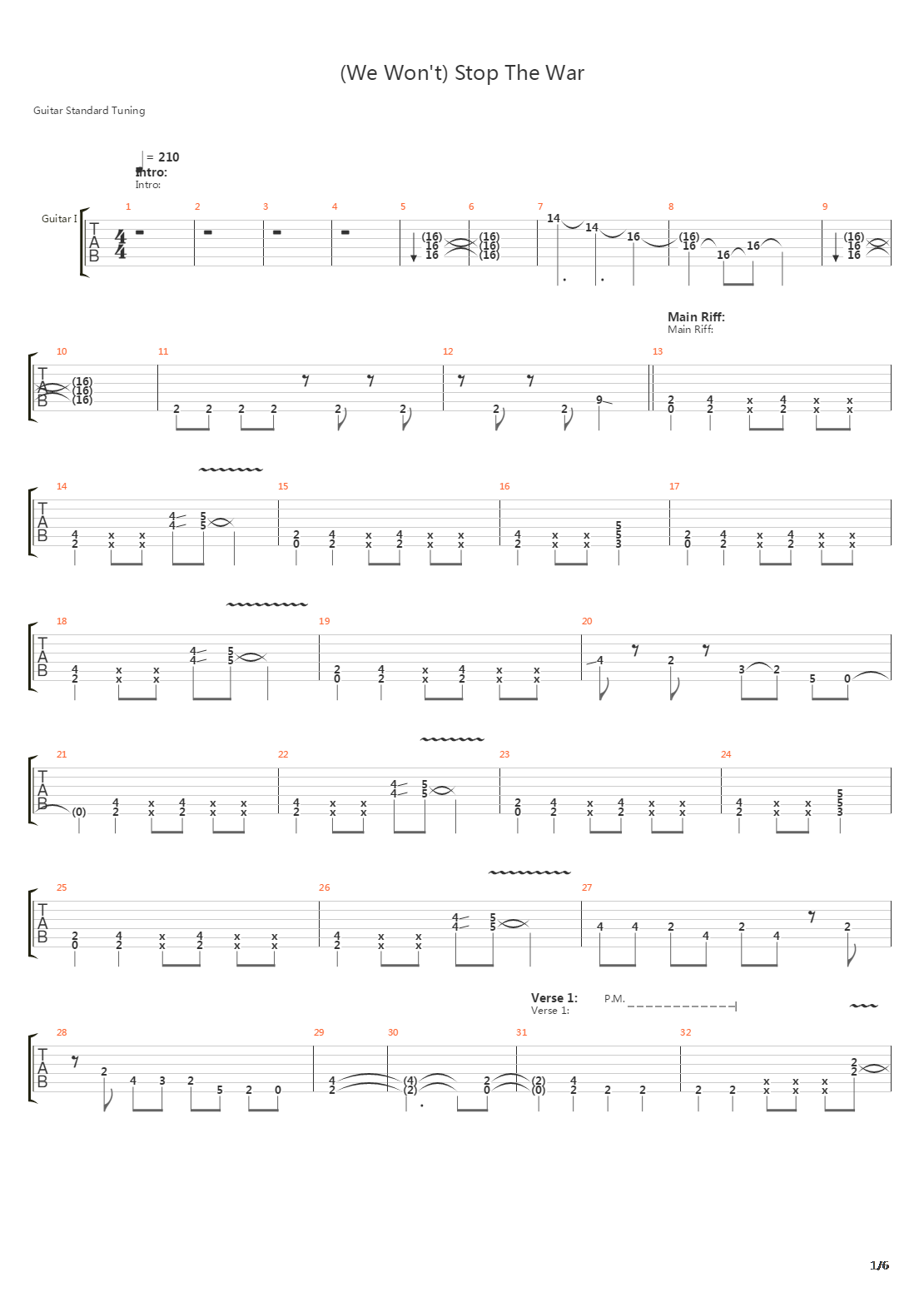 We Wont Stop The War吉他谱