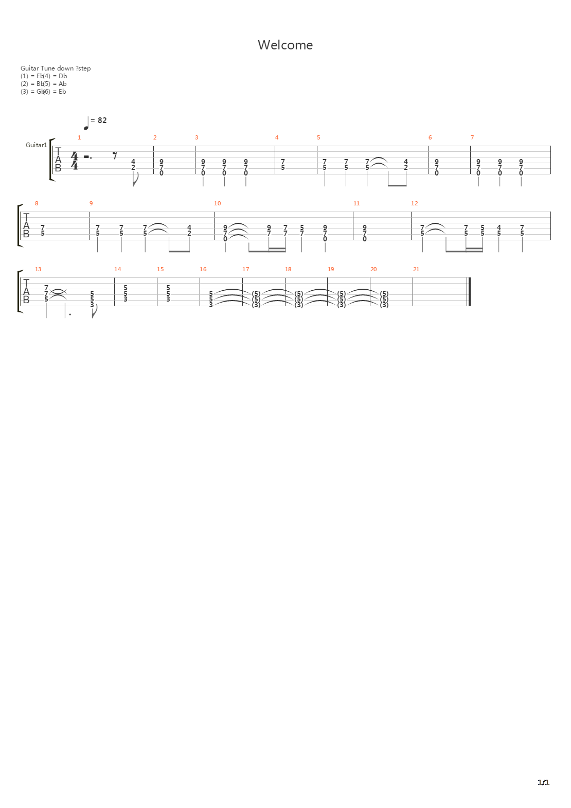 Welcome吉他谱