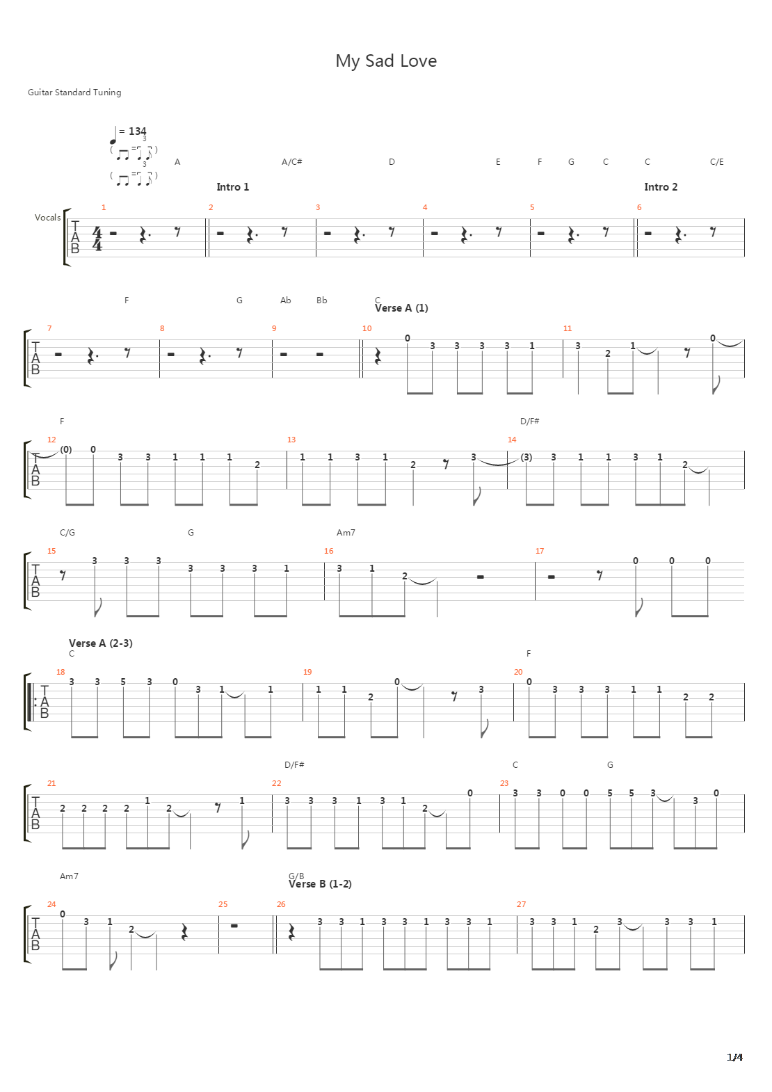 My Sad Love吉他谱