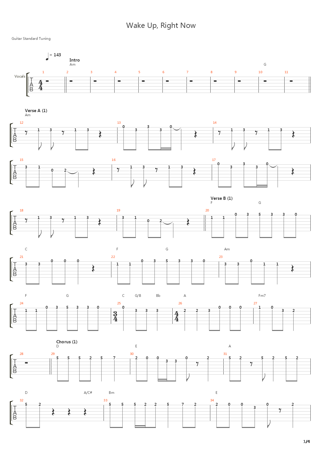 Wake Up, Right Now!吉他谱