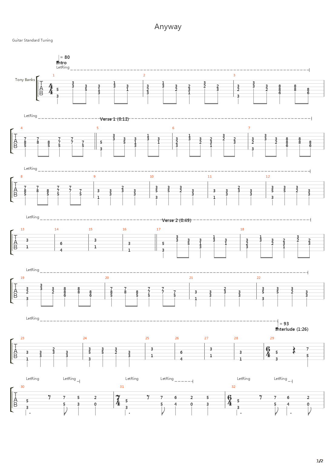 Anyway吉他谱